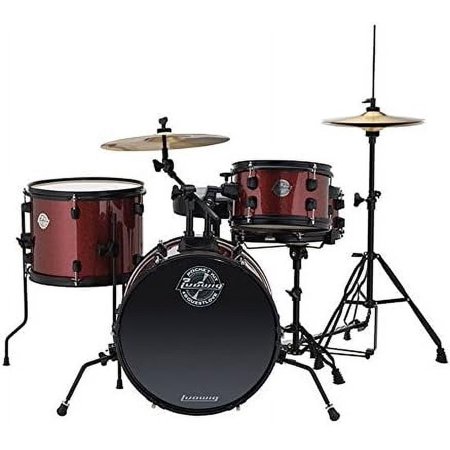 Ludwig LC178X025 Questlove Pocket Kit 4-Piece Drum Set-Red Wine Sparkle Finish, inch
