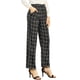 thumbnail image 2 of Pantalones largos rectos de cintura elástica con botones y cremallera de cuadros para mujer Inspire Chic 3XL negros, 2 of 7