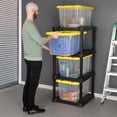 thumbnail image 2 of Sterilite 4 Tier Tote Rack Organizer with 4 Pack 27 Gallon Clear Industrial Storage Totes, 2 of 7