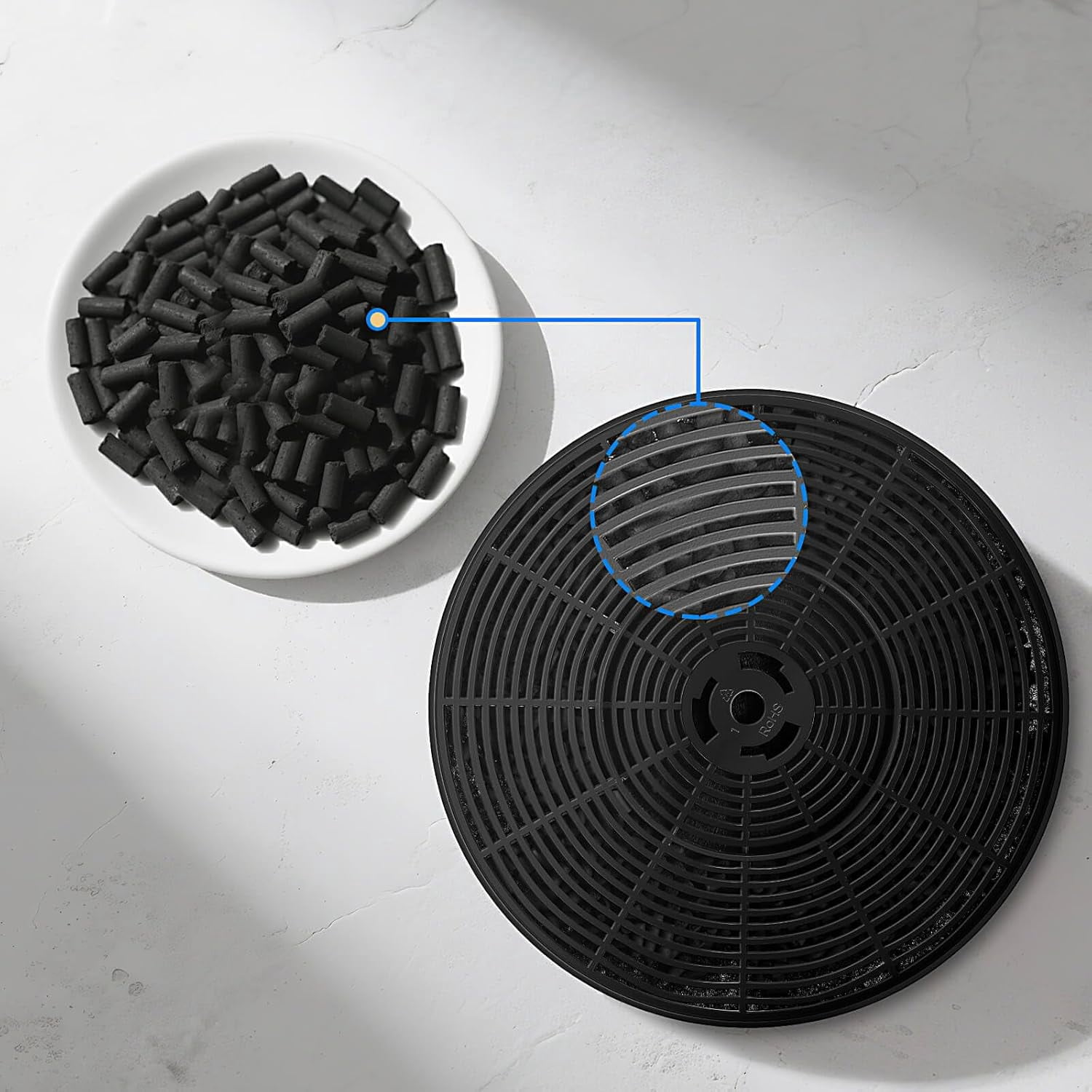 CF-0475 Replacement Charcoal Filter for SNDOAS Under Cabinet Range Hood,Compatible with US0475B,US0475BPB,US0475BTC,US0475A,Ductless Recirculation,Ventless ,1 Carbon filter in Round Shape