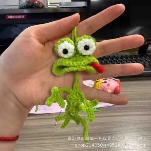 Hand Crocheted Frog Keychain - Cute Cartoon Style Bag Charm for Women Girls Teens, Durable Car Keys Holder Backpack Accessories Gift