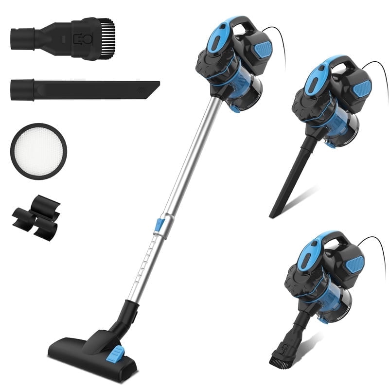 Homadio Corded Stick Vacuum Cleaner, 600W 18kPa Suction, 20ft Cord, 3-in-1 Dual-Mode Floor Brush, Lightweight Handheld Vac for Hard Floor Carpet Pet Hair