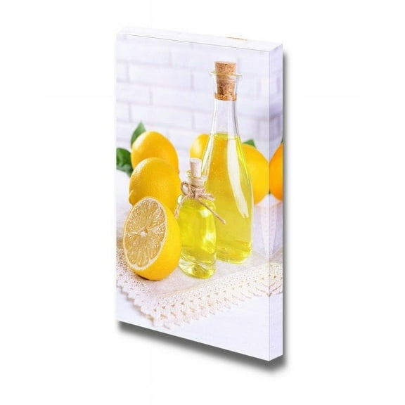 Canvas Prints Wall Art - Still Life Lemon Oil/Juice on Table | Modern Wall Decor/Home Decoration Stretched Gallery Canvas Wrap Giclee Print & Ready to Hang - 36" x 24"