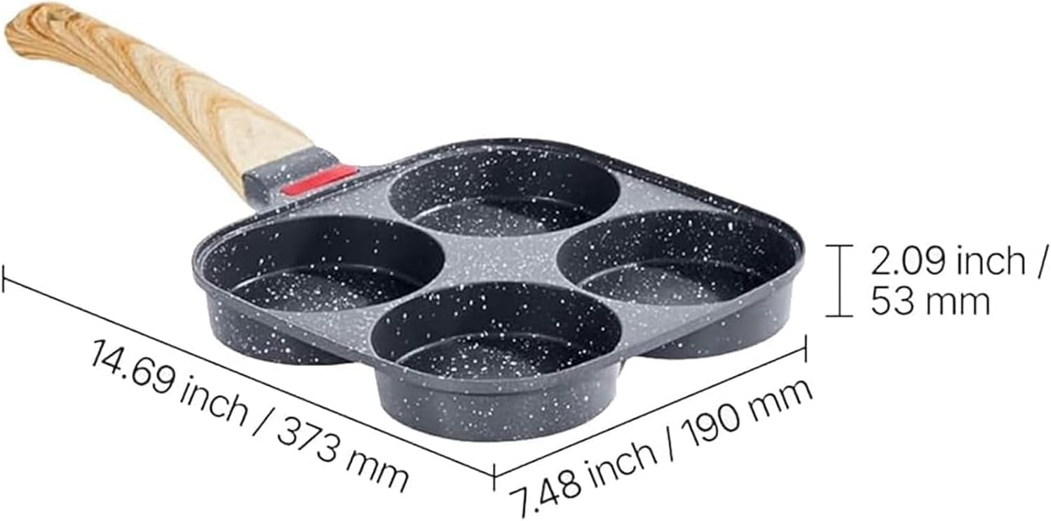 Diameleo Nonstick Aluminum Frying Pans with Wooden Handle, Black