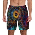 thumbnail image 2 of Picia Mandala Colorful pattern Mens Swim Trunks with Compression Liner Stretch Beach Shorts Quick Dry with Zipper Pockets No-Chafing Board Shorts-Medium, 2 of 9
