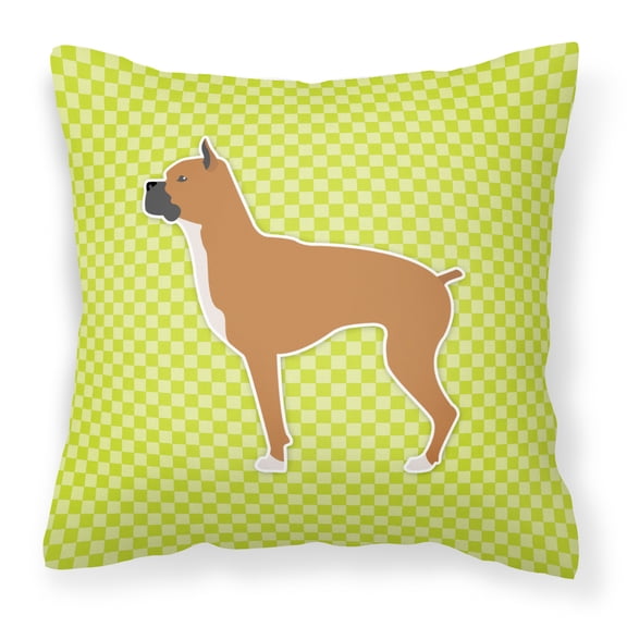 Carolines Treasures BB3853PW1414 Boxer Checkerboard Green Fabric Decorative Pillow