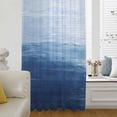 thumbnail image 6 of Navy Blue Ombre Sheer Curtains 96 Inches Long, Modern Abstract Art Ocean Oil Painting Light Filering Curtains, Privacy Drapes Simi Floor to Veiling Curtain for Living Room Large Window Treatment, 6 of 9