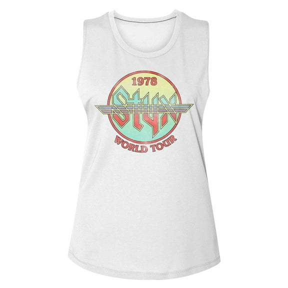 Styx Circle Tour White Women's Muscle Tank Top T-Shirt