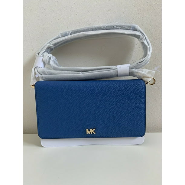MICHAEL KORS Blue Monogram Leather Crossbody Handbag -