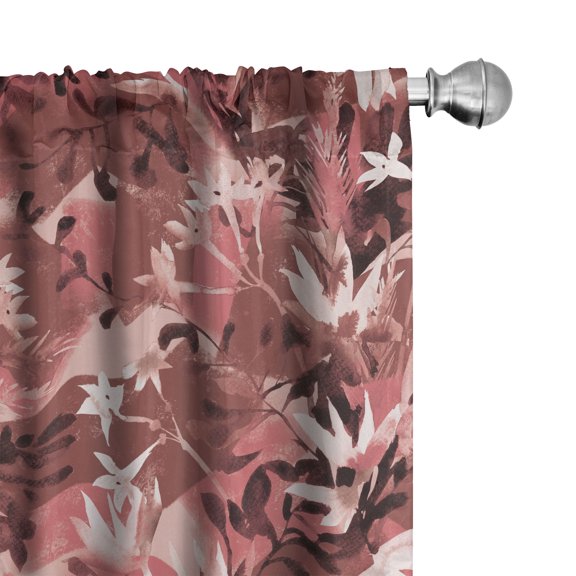 Ambesonne Nature Curtains, Flowers Watercolor Fashion, Pair of 28"x84", Dark Coral Blush and Pink