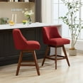 thumbnail image 5 of DONICK Swivel Counter Height Bar Stools,Modern Fabric Upholstered Nailhead Wood Legs for Dining Room,Island,Bar,Kitchen(Red,Set of 6), 5 of 15