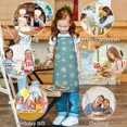 thumbnail image 6 of Blue Christmas Snowflake and Star Pattern Kids Aprons for Girls and Boys,Adjustable Neck Strap Toddler Aprons for Kids Cooking Baking, 6 of 7