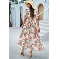 thumbnail image 6 of Women'S Summer Wrap Maxi Dress Floral V Neck Short Sleeve Wedding Guest Party Casual Dress Apricot S, 6 of 9
