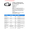 thumbnail image 2 of Left Mirror - Compatible with 2015 - 2017 Mitsubishi Lancer Sedan 4-Door 2016, 2 of 2