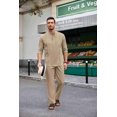 thumbnail image 4 of COOFANDY Men's 2 Piece Linen Sets Casual Beach Guayabera Outfit Long Sleeve Henley Shirt and Yoga Pants With Pockets, 4 of 10