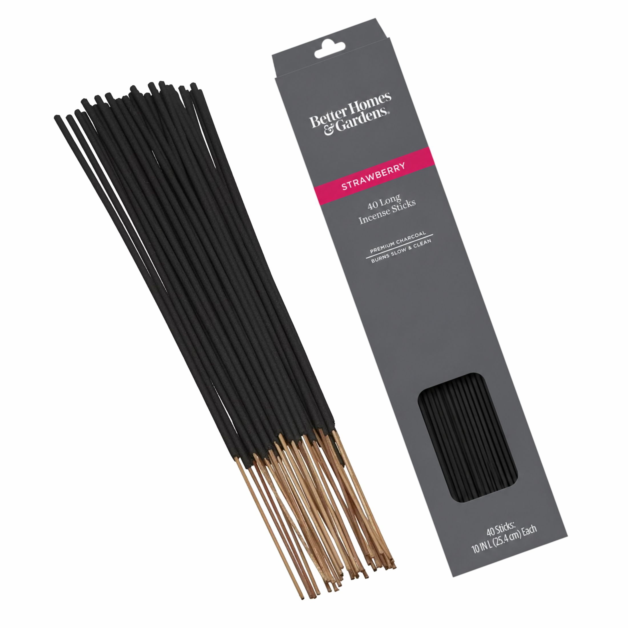 Better Homes & Gardens 10” Premium Charcoal Incense Sticks, Strawberry, 40 Pack