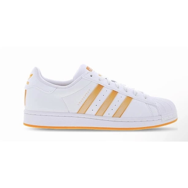 Adi-das Superstar Mens 7-7.5 Casual Retro Shoe White Orange Sneaker Trainer NEW