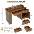thumbnail image 6 of Lisonu 55" Farmhouse Office Desk Dark Walnut - 55-inch Barn Door Computer Writing Desk with Storage Cabinet, Built-In Charging Station (2 AC/USB/Type-C), Monitor Stand & Keyboard Tray, 6 of 24