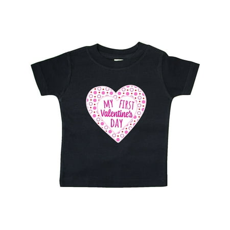 

Inktastic My First Valentine s Day Pink Heart and Dots Gift Baby Boy or Baby Girl T-Shirt