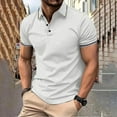 thumbnail image 2 of Polo Shirts for Men Summer Simple Solid Quarter Button Golf Tees Tops Business Casual Vacation Slim Fit Lapel T-Shirts, 2 of 7