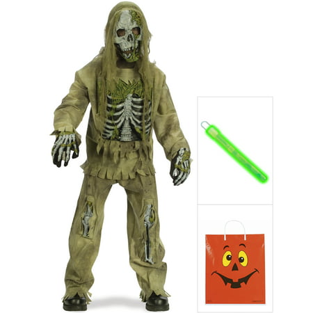 Skeleton Zombie Child Costume with Glow Stick and Treat