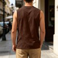 thumbnail image 5 of Tank Tops Men Cotton Linen Sleeveless Button Up V Neck Shirts Summer Casual Vacation Tee, 3XL, 5 of 6