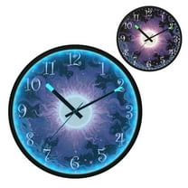 Voice Activated Clock with Glow Light 12 Inch Large Silent Wall Clock Battery Operated for Home Decor Solar Vortex