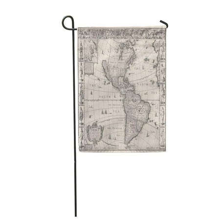 LADDKE Vintage 1626 Antique Map of North and South America Old Garden Flag Decorative Flag House Banner 28x40