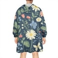 thumbnail image 2 of Wearable Oversized Blanket,Pioneer Flower Floral Print Pattern Wearable Blanket Hoodie for Adults,Cozy Hooded Blankets with Super Pockets,Super Warm Fuzzy Pullover for Women & Men, 2 of 6