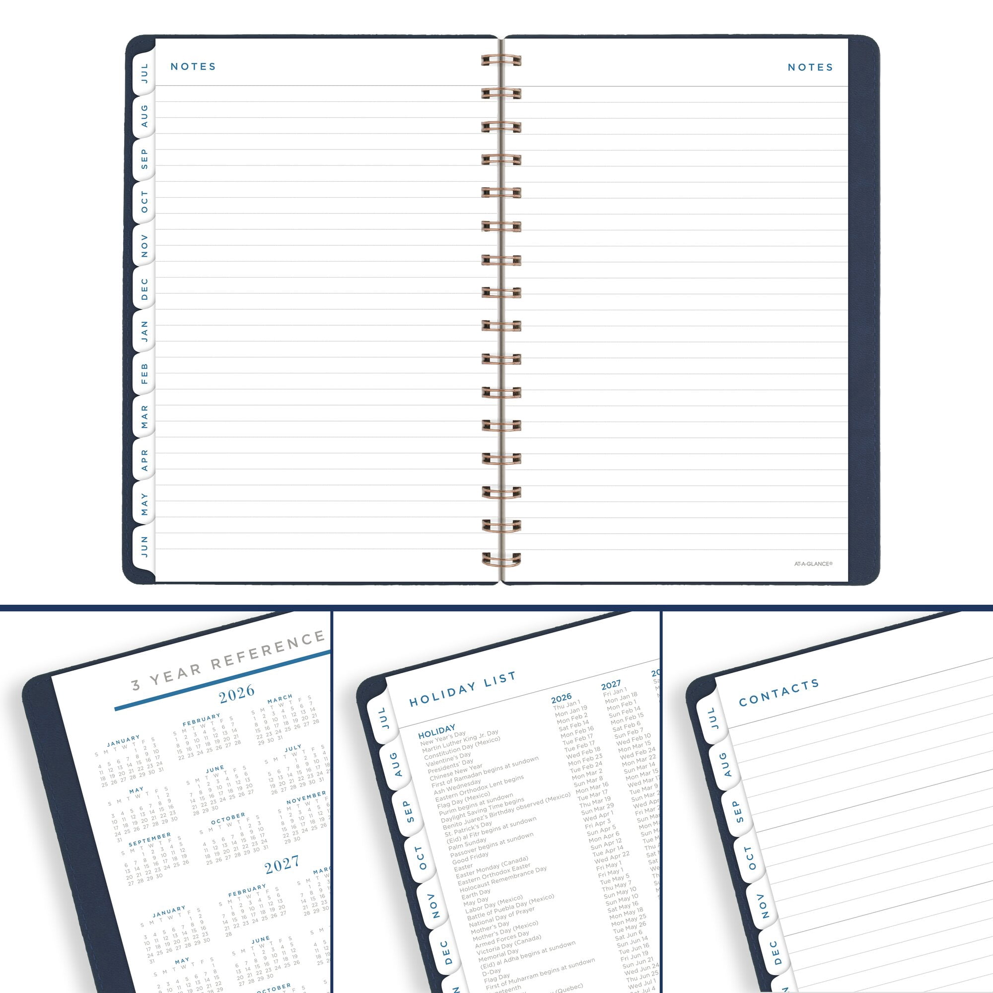AT-A-GLANCE Signature Collection Academic 2026-2027 Weekly Monthly Planner Navy