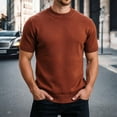 thumbnail image 2 of RUTAYY Men's T-Shirts Short Sleeve Solid Color Knit Tee Shirts Breathable Wicking Crew Neck Casual Layering Tops Daily Wear Elegant Seaside Tees, 2 of 6