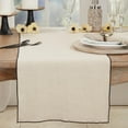 thumbnail image 2 of Fennco Styles Black & Natural Stonewashed Stitch Border Table Runner 16" W x 72" L - 100% Linen Solid Color Table Cover for Home, Dining Table Décor, Holidays, Banquets, and Special Occasions, 2 of 3