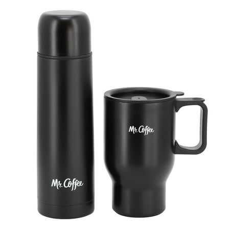 Mr. Coffee Javelin 2 Piece Thermal Bottle and Travel Mug Set in Black