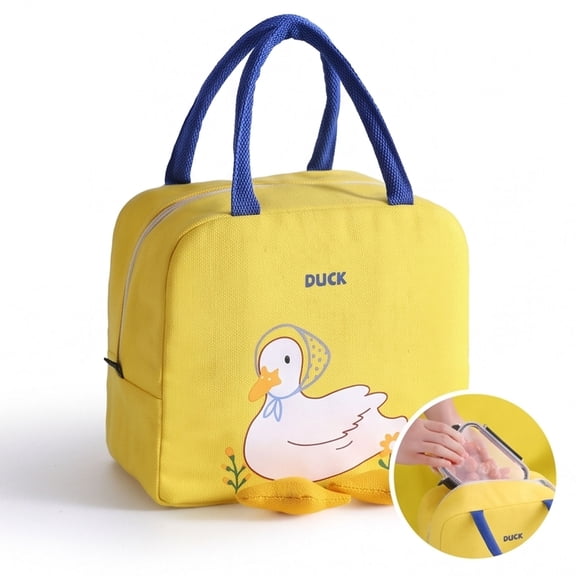 Insulated Lunch Bag with Aluminum Foil Lining, Durable Fabric and Smooth Zipper for Work, School, and Travel, 9.06 x 5.12 x 7.87 Inches, Yellow