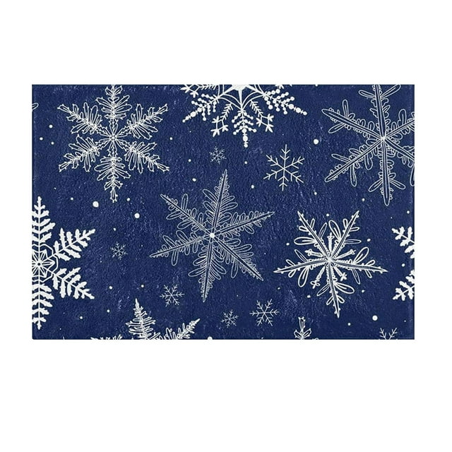 GUANGHONG Christmas Doormat Winter Bath Rug Snowflak Mats Front Door Mat Decorative Non Comfortable Mat Home Cashmeree Imitation Living Room Rugs Fuzzy Carpet for Living Room Large Knit Blanket