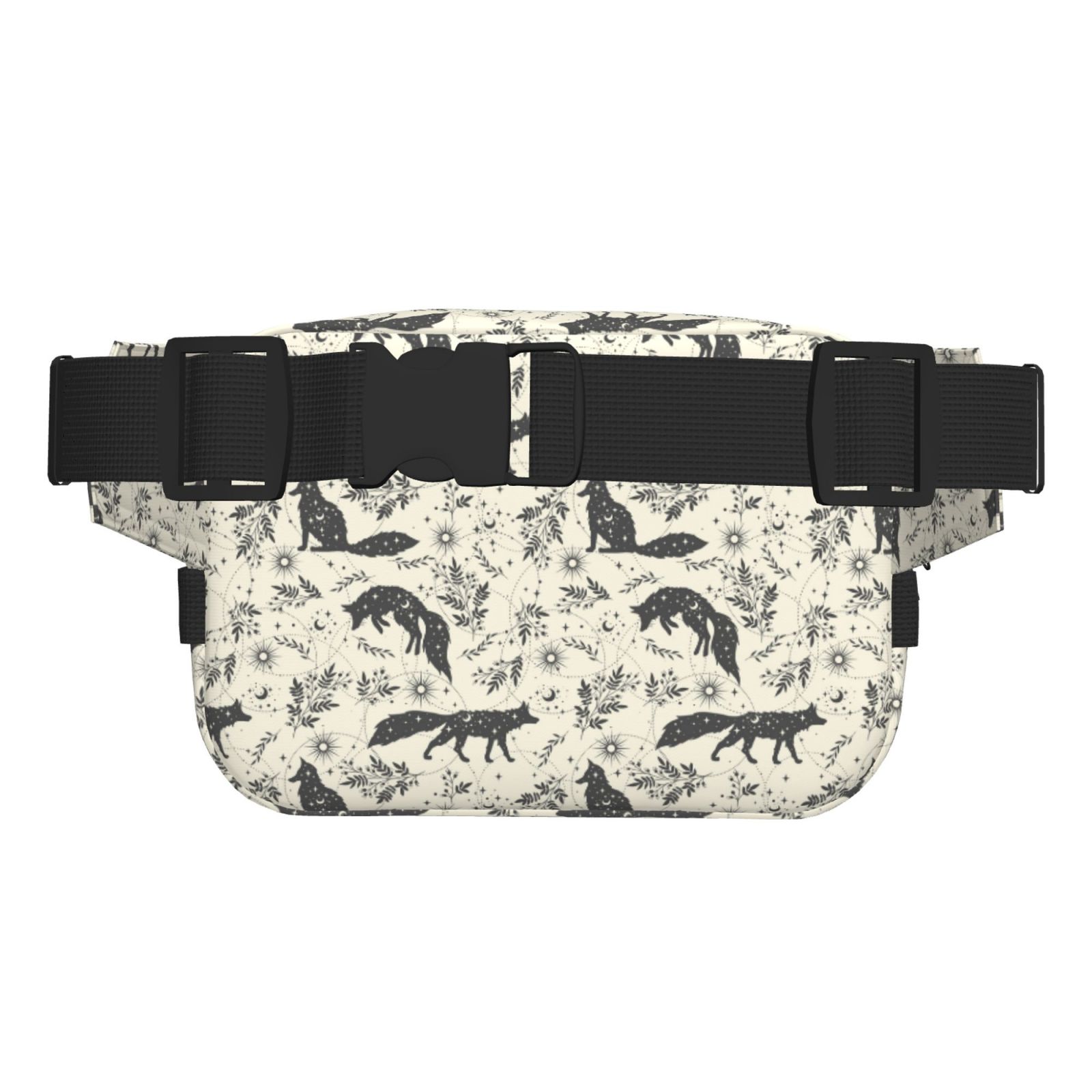 Picia Vintage Moon Fox Print Square Double-Layer Waist Bag Mini Adjustable Waist Belt Bag Exercise Running Travel Hiking