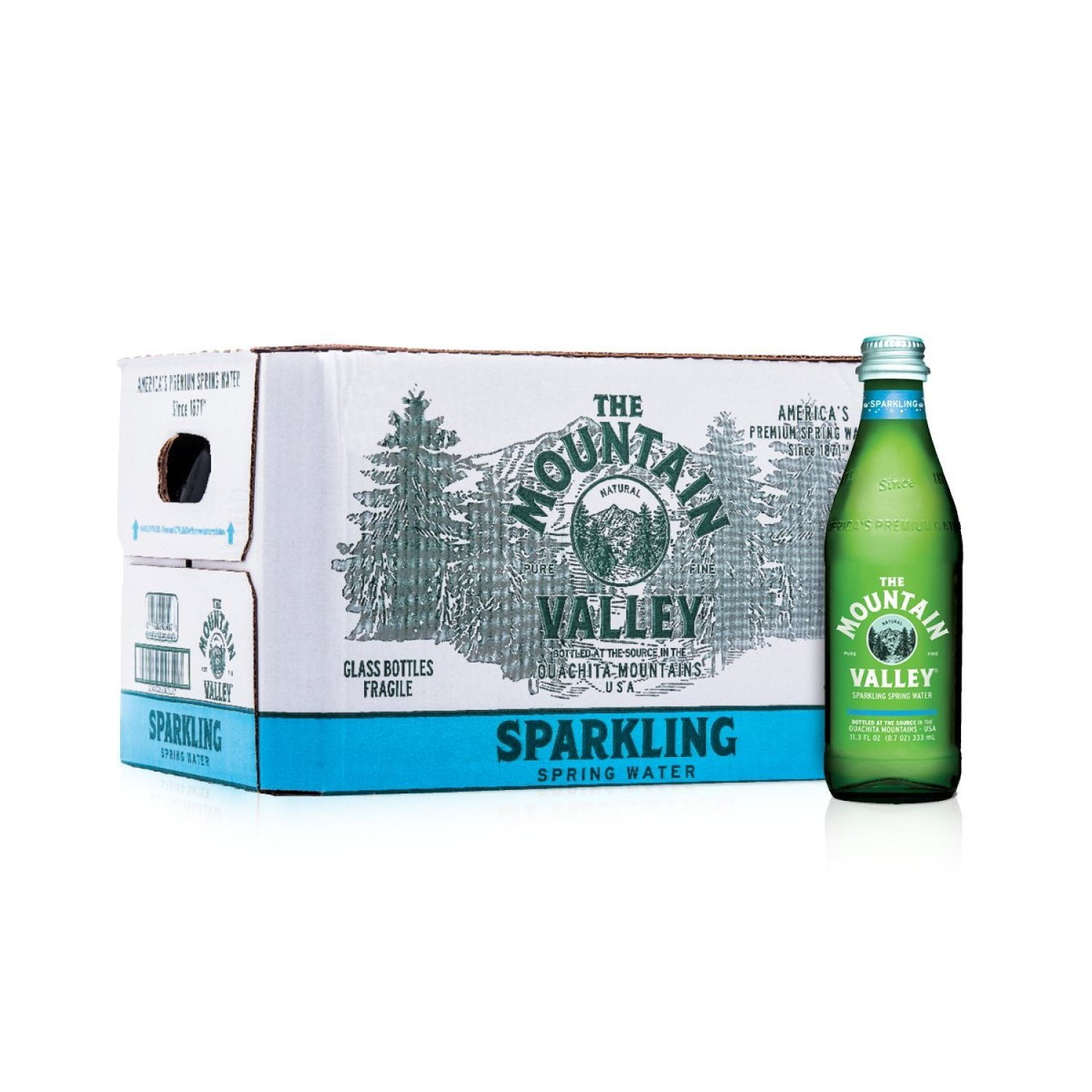 Mountain Valley Sparkling Water, 333 mL Glass Bottles (Pack of 24