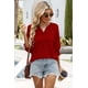 thumbnail image 5 of Blusa WIHOLL para mujer, manga 3/4, cuello en V, holgada, color rojo, talla grande, 5 of 5