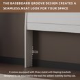 thumbnail image 7 of Full Size Headboard with LED Lights, Storage Cabinet & Built-in Charging Station, Modern Wooden Headboard with Baseboard Groove Design, Easy Assembly, 7 of 7