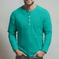 thumbnail image 4 of Dwellite Mens Henley Long Sleeve Shirts Waffle Knitted 3-Button Casual Basic Lightweight Tops Crewneck Button Down T-Shirts Turquoise XL, 4 of 8