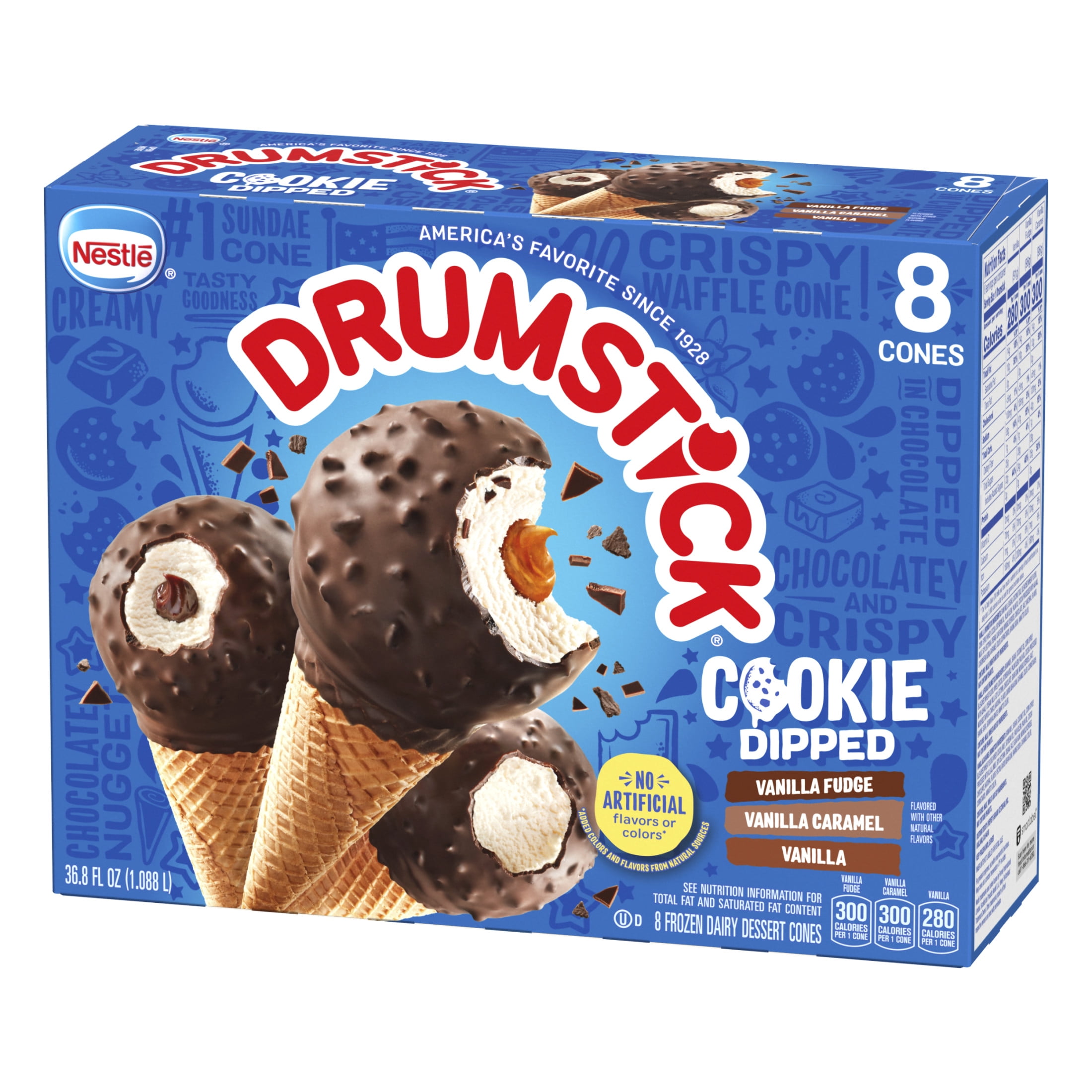 Drumstick Cookie Dipped Vanilla Sundae Cones Variety Pack, Kosher, 8 Count