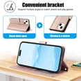 thumbnail image 4 of ELEHOLD Case for iPhone 15 Plus, Shockproof PU Leather Crossbody Wallet Stand Case with Credit Card Holder & Wrist Strap,Rosegold, 4 of 7