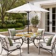 thumbnail image 2 of Round Outdoor Tablecloth with Umbrella Hole and Zipper, Yellow Sunflowers Tablecloth with Elastic Waterproof, Vintage Country Flowers Butterfly Wood Board Patio Table Covers for 55" - 60" Tables, 2 of 9