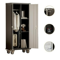 Garvee 71.65" Metal Storage Cabinet with Wheels, Heavy Duty Tool Cabinet for Kitchen, Pantry, Office, Shop, Garage, Black/Gray