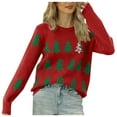 thumbnail image 2 of Christmas Tree Sweaters for Women 2025 Long Sleeve Crewneck Jacquard Knitted Pullover Sweater Jumper Tops, 2 of 5