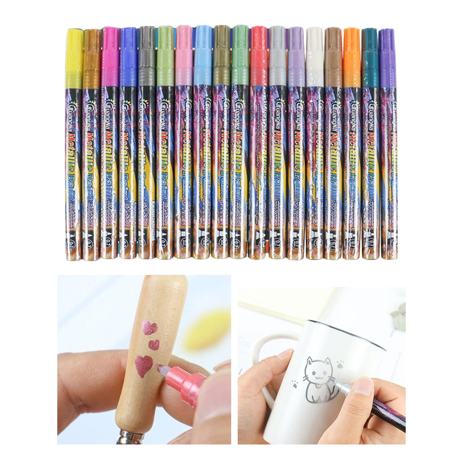 FVDPWYE 18 Pcs 0.7 mm Metallic Plastic Colorful Art Crafts Painting Drawing Coloring DIY