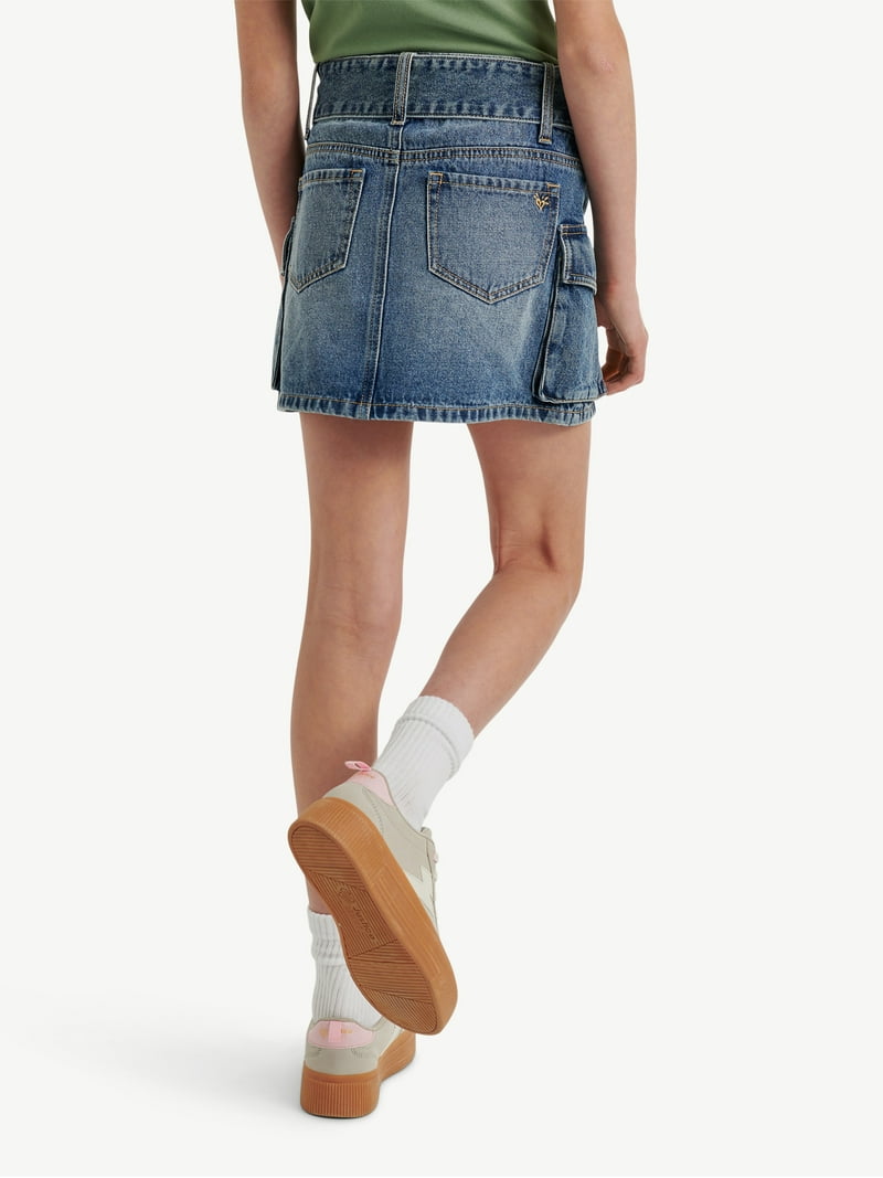 【NONCODE】Opm Belt denim cargo skirt Justice Girls Denim Cargo Skirt with Belt, Sizes 6-18, Slim