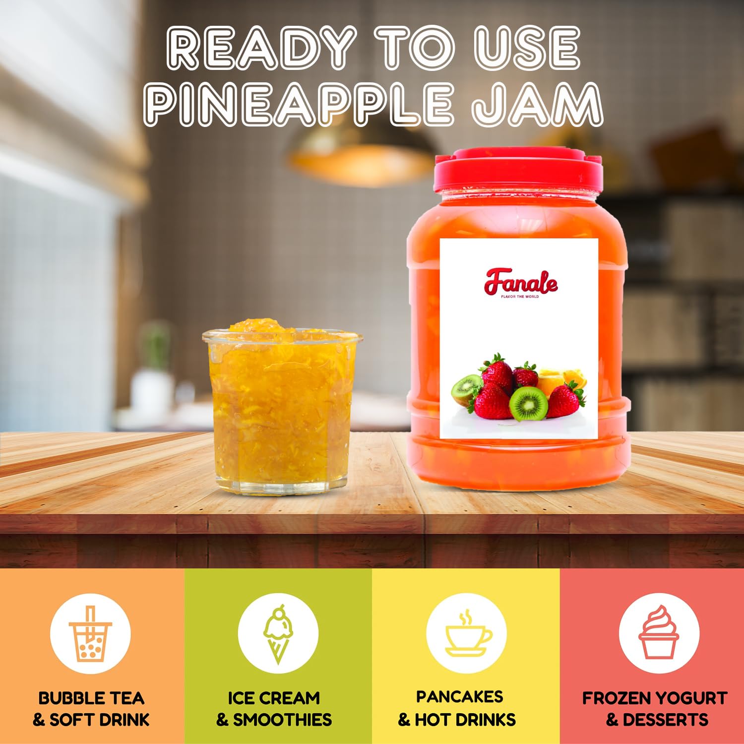 Fanale Premium Pineapple Flavor Fruit Jam for Bubble Tea, Smoothies, Slushes, and Desserts, 10 lb (1 Pack)