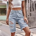 thumbnail image 3 of REALiKUN Women Ripped Denim Jean Shorts High Waisted Casual Summer Short Jeans with Pockets Light Blue M, 3 of 6