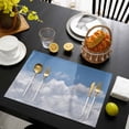 thumbnail image 3 of Clouds Placemats Set of 6, Blue White Sky Natural Landscape Placemats for Dining Table, Place Mats for Kitchen Tabletop, Waterproof Wipeable Dining Table Mats Set, 3 of 9
